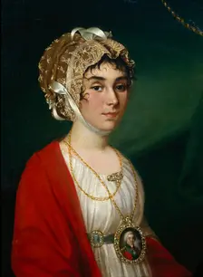 Portrait of the Actress and Singer, Countess Praskovya Sheremetyeva (Zhemchugova) (1768-1803), 1802. Artist: Argunov, Nikolai Ivanovich (1771-after 1829)