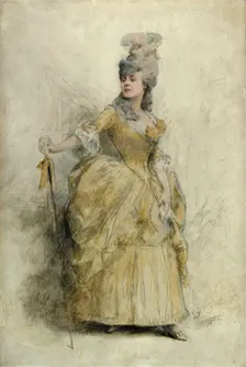Portrait of the actress Gabrielle Réjane (1856-1920), 1888. Creator: Chartran; Théobald (1849-1907)