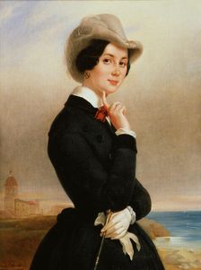 Portrait of the actress of the Imperial theatre Vera Samoylova 1840s. Artist: Eugene Pluchart