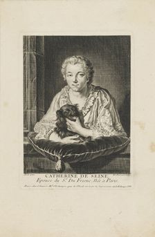Portrait of the actress Madame Quinault-Dufresne (1705-1767) , c. 1750. Creator: Fessard, Étienne (1714-1777)