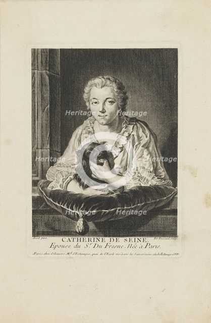 Portrait of the actress Madame Quinault-Dufresne (1705-1767) , c. 1750. Creator: Fessard, Étienne (1714-1777).