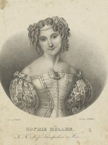 Portrait of the actress Sophie Müller (1803-1830) , 1825-1829. Creator: R. Weber'sche Lithographische Anstalt