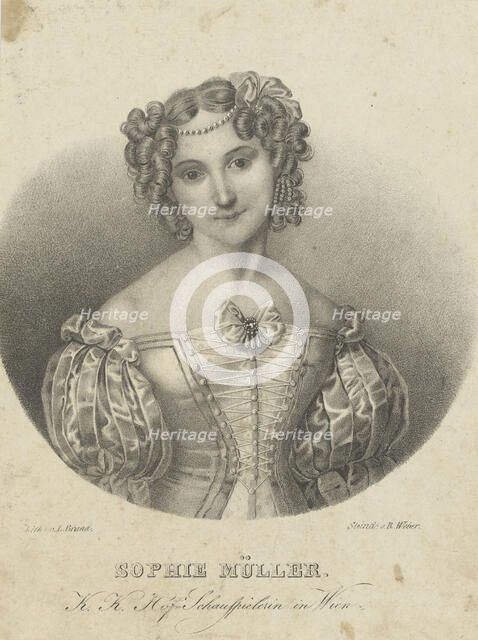 Portrait of the actress Sophie Müller (1803-1830) , 1825-1829. Creator: R. Weber'sche Lithographische Anstalt.