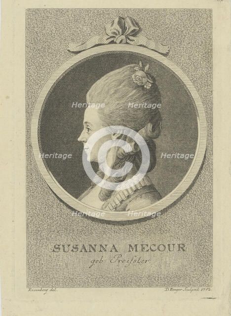 Portrait of the actress Susanna Mecour (1738-1784), 1782. Creator: Berger, Gottfried Daniel (1744-1824).