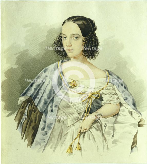 Portrait of the actress Varvara Asenkova (1817-1841), 1839. Artist: Alexeyev, I. (active First Half of 19th cen.)