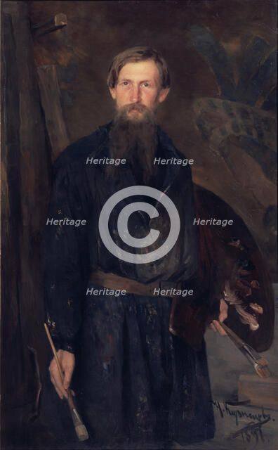 Portrait of the artist Viktor Vasnetsov (1848-1926), 1891. Artist: Kuznetsov, Nikolai Dmitrievich (1850-1929)