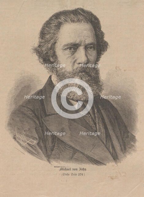 Portrait of the artist Mihály Zichy (1827-1906), 1877. Creator: Anonymous.