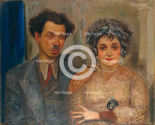 Portrait of the artist Nikiolai Remizov (1887-1975) with his wife, Between 1926 and 1933. Artist: Grigoriev, Boris Dmitryevich (1886-1939)