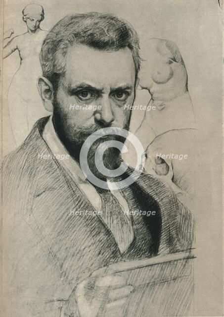 Portrait of the Artist: Pencil Drawing by Sigmund Lipinsky, c1893-1924, (1924). Artist: Sigmund Lipinsky