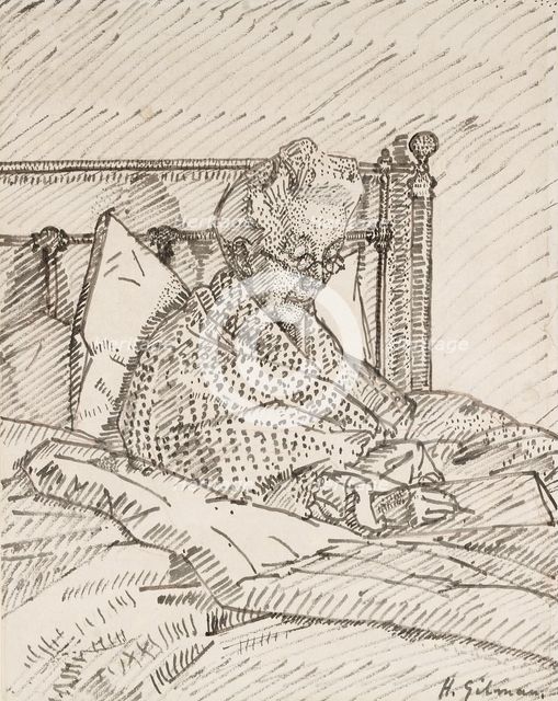 Portrait of the Artist's Mother writing in Bed, c1913. Artist: Harold Gilman.