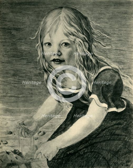 Portrait of the artist's daughter, Marie, at the coast, 1816, (1943).  Creator: Karl Friedrich Schinkel.