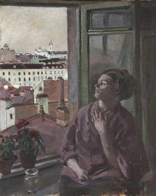 Portrait of the Artist's Wife Marfa Yaremich, 1905. Creator: Stepan Yaremich