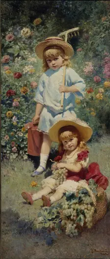 Portrait of the Artist's Children, 1882. Artist: Makovsky, Konstantin Yegorovich (1839-1915)