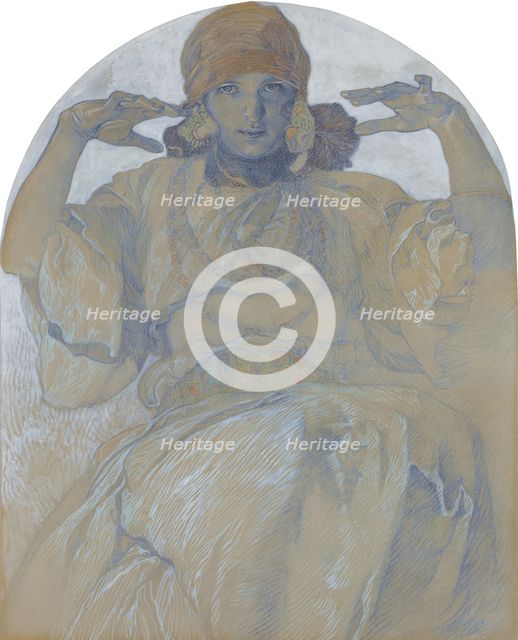 Portrait of the artist's Daughter, Jaroslava, c. 1924. Artist: Mucha, Alfons Marie (1860-1939)