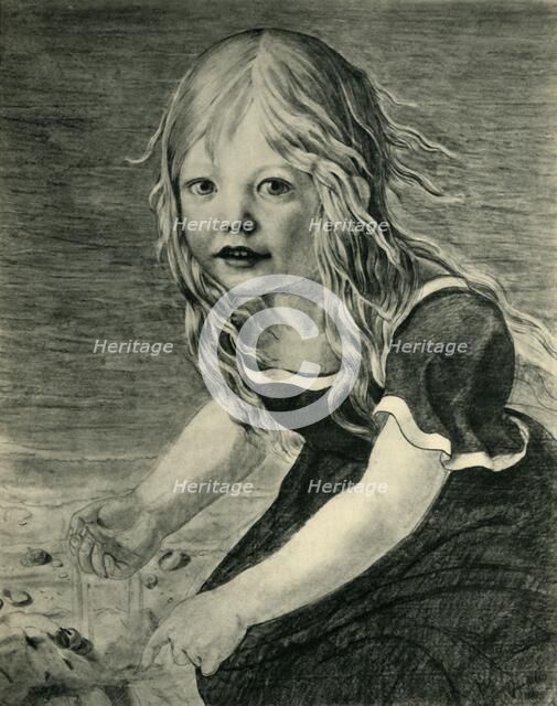 Portrait of the artist's daughter, Marie, at the coast, 1816, (1943).  Creator: Karl Friedrich Schinkel.