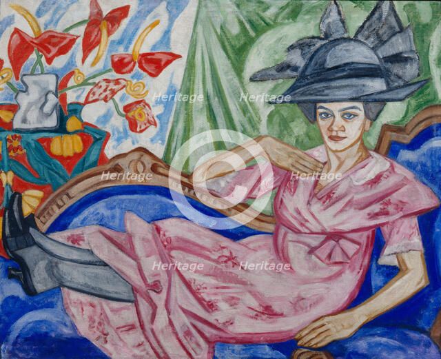 Portrait of the Artist's Sister, 1912. Artist: Rozanova, Olga Vladimirovna (1886-1918)