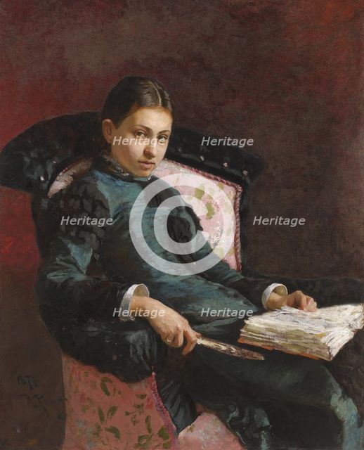 Portrait of the artist's wife, Vera Repina, 1878. Artist: Repin, Ilya Yefimovich (1844-1930)
