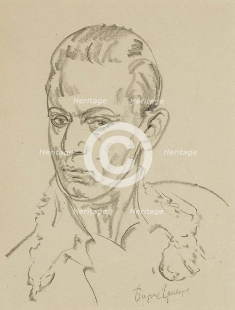 Portrait of the ballet dancer and choreographer Sergey Lifar (1905-1986). Artist: Grigoriev, Boris Dmitryevich (1886-1939)