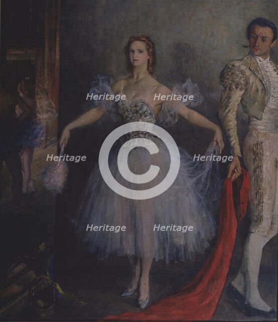 Portrait of the ballet dancer Marina Semyonova as Carmen. Artist: Williams, Pyotr Vladimirovich (1902-1947)