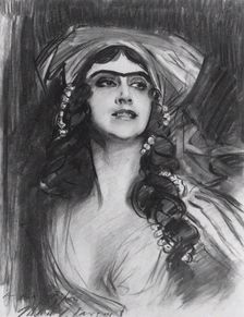 Portrait of the Ballet dancer Tamara Karsavina (1885-1978) as Thamar in the ballet Thamar by M.A. Ba