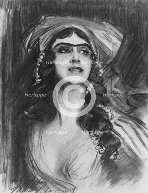 Portrait of the Ballet dancer Tamara Karsavina (1885-1978) as Thamar in the ballet Thamar by M.A. Ba