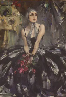 Portrait of the ballet dancer Vera Fokina (1886-1958), 1927. Creator: Nikolay Feshin