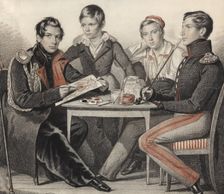 Portrait of the Brothers Konovnitsyn , 1825. Creator: Hampeln, Carl, von (1794-after 1880)