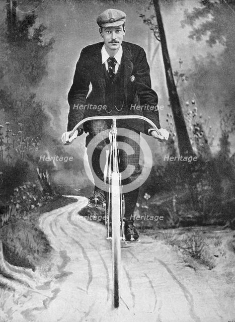 Portrait of the cyclist FW Shorland, 1896.  Creator: London Stereoscopic & Photographic Co.