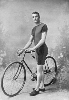 Portrait of the cyclist R Palmer, 1896. Creator: Symmons & Thiele
