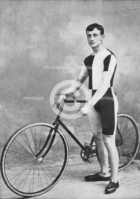 Portrait of the cyclist T Osborne, 1896.  Creators: T Osborne, RW Thomas.
