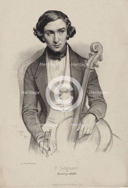 Portrait of the cellist and composer Hippolyte Prosper Seligmann (1817-1882), 1840. Creator: Alophe, Marie-Alexandre Menut (1812-1883).