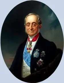 Portrait of the Chancellor of the Russian Empire Count Karl Robert Nesselrode (1780-1862), 1840s. Creator: Franz Kruger