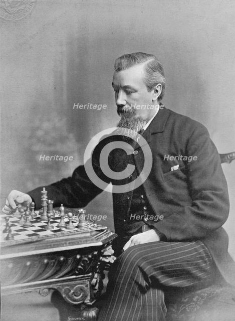 Portrait of the chess player Joseph Henry Blackburne, 1896.  Creator: George Bradshaw.