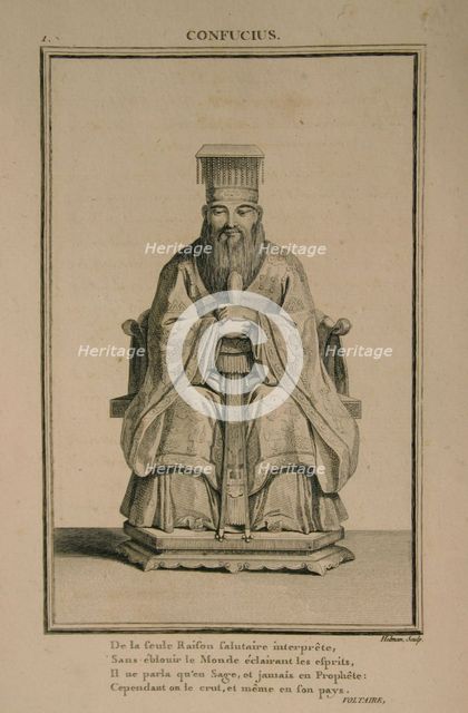 Portrait of the Chinese thinker and social philosopher Confucius, 1788. Artist: Helman, Isidore Stanislas (1743-1806/9)