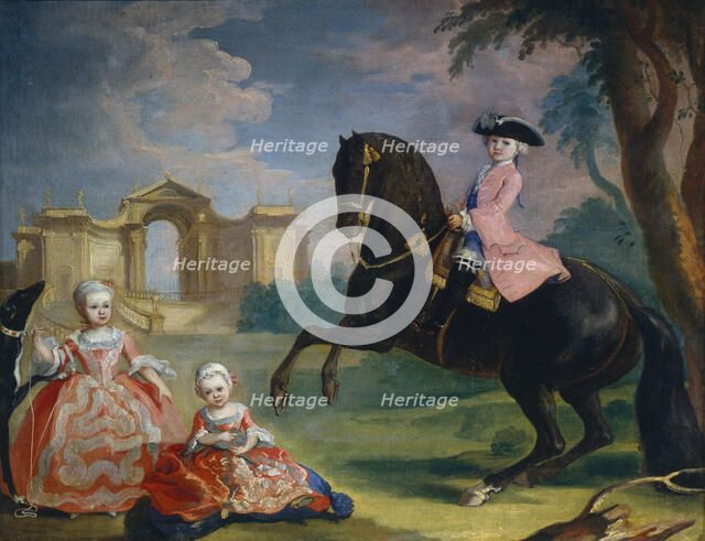 Portrait of the Children of Count Ivan Illarionovich Vorontsov: Artemi, Anna and Eudokia (Avdotya), 1754. Artist: Prenner, Georg Kaspar, von (1720-1766)