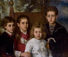 Portrait of the children of Paul Pavlovich Demidoff, 2nd Prince of San Donato (1839-1885), Avrora, A Artist: Harlamov, Alexei Alexeyevich (1840-1922)