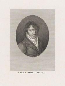 Portrait of the choreographer, composer and dancer Salvatore Viganò (1769-1821), after 1789. Creator: Caporali, Filippo (1794-1848)