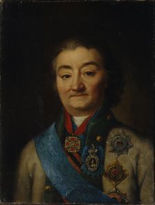 Portrait of the commander-in-chief of the fleet Count Alexey Grigoryevich Orlov of Chesma (1737–1808), Late 18th cent.. Artist: Anonymous