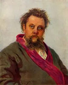 Portrait of the Composer Modest Petrovich Mussorgsky 1881, (1965). Creator: Il'ya Repin