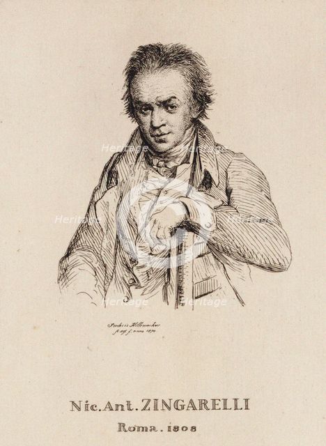 Portrait of the Composer Nicola Antonio Zingarelli (1752-1837). Creator: Hillemacher, Frédéric Désiré (1811-1886).