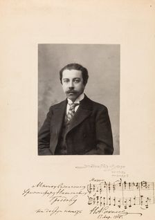 Portrait of the Composer Nikolay Alexandrovich Sokolov (1859-1922) with a hand-drawn notes fragment
