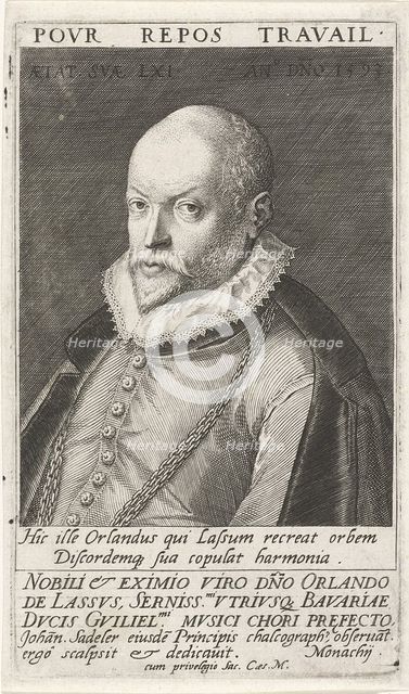 Portrait of the Composer Orlando di Lasso (1532-1594), 1593. Artist: Sadeler, Jan (Johannes), the Elder (1550-1600)