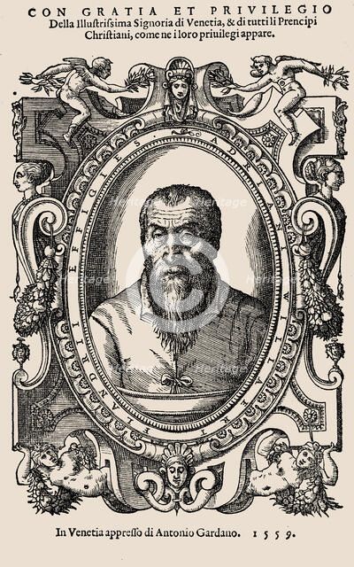 Portrait of the composer Adrian Willaert (1490-1562) , 1559. Creator: Anonymous.