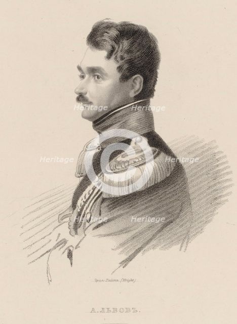 Portrait of the composer Alexei Fyodorovich Lvov (1798-1870). Creator: Wright, Thomas (1792-1849).