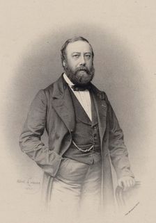 Portrait of the composer and chansonnier Gustave Nadaud (1820-1893), 1862. Creator: Lemoine, Alfred (1824-1881)