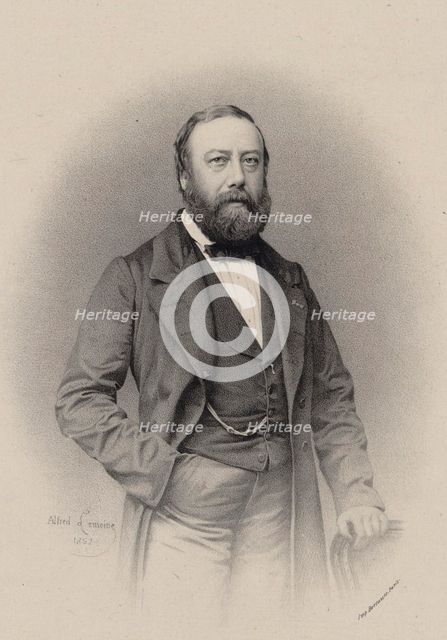 Portrait of the composer and chansonnier Gustave Nadaud (1820-1893), 1862. Creator: Lemoine, Alfred (1824-1881).