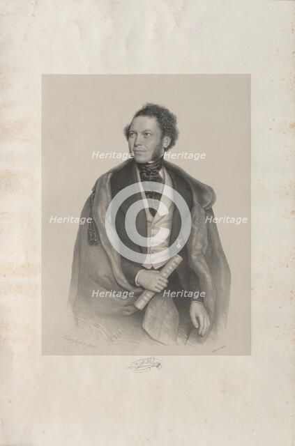 Portrait of the composer and conductor Gottfried von Preyer (1807-1901), 1845. Creator: Prinzhofer, August (1817-1885).