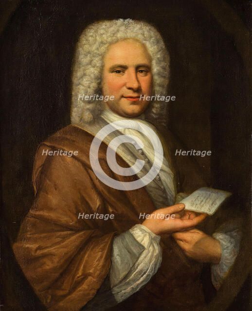 Portrait of the composer and flautist Michel de la Barre (1675-1745), First third of 18th cen. Creator: Rigaud, Hyacinthe François Honoré, Circle of  .