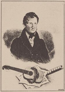 Portrait of the composer and guitarist Mikhail Timofeyevich Vysotsky (1791-1837), 1834. Creator: Ignatov (active 1830s)