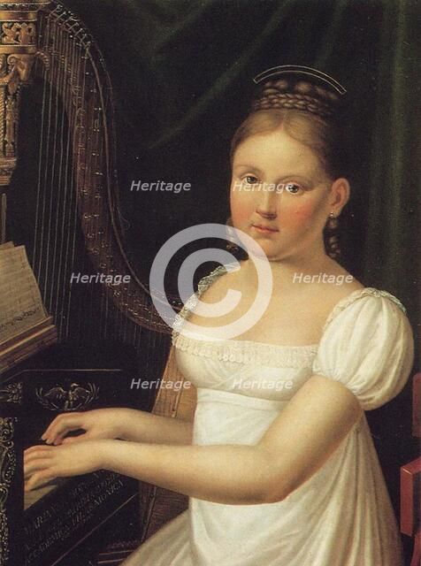 Portrait of the composer and harpist Marianna Bottini née Motroni-Andreozzi (1802-1858), First half  Creator: Anonymous.